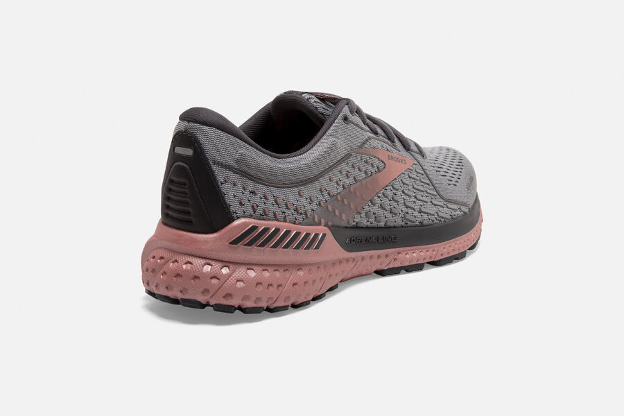 Adrenaline GTS 21 Road Brooks Running Shoes NZ Womens - Dark Grey/Pink - MYKNJR-436